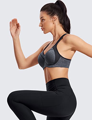 Syrokan Women's Full Support High Impact Racerback Lightly Lined Underwire Sports Bra Dark Flower Ash 38Dd #TOP4