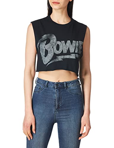 Goodie Two Sleeves David Bowie Distressed Logo Black Tank Shirt