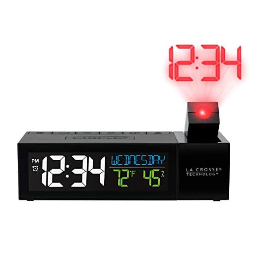 La Crosse Technology 616-1950-INT Pop-Up Bar Projection Alarm Clock with USB Charging Port, Standard, Black