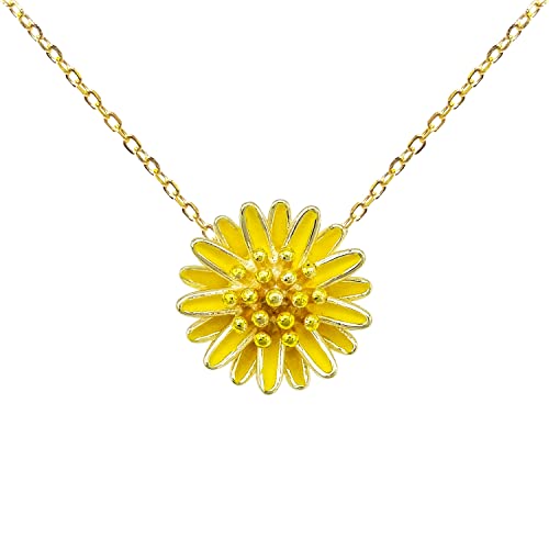 Collier marguerite argent sterling 925 femme pendentif fleur plaqué or blanc
