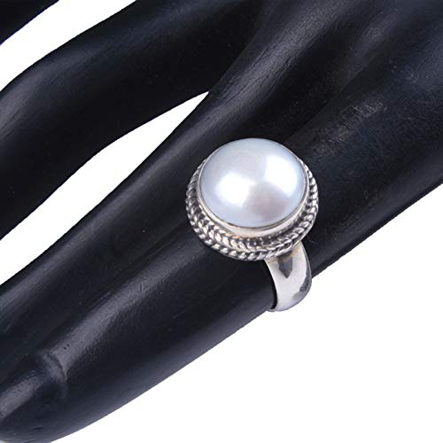 Bague en argent 925 anti-allergie avec perle véritable