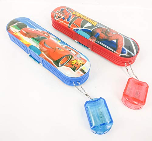 GOYAL® Multi Functional Favourite Character Pencil Box with Hanging Dual Sharpener – Set of 2 (Cars and Spiderman) GOYAL® Multi Functional Favourite Character Pencil Box with Hanging Dual Sharpener – Set of 2 (Cars and Spiderman)