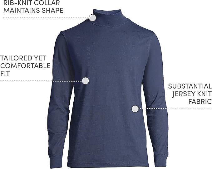 Lands' End Men's Super-T Cotton-Blend Mock Turtleneck Shirt - Image 7