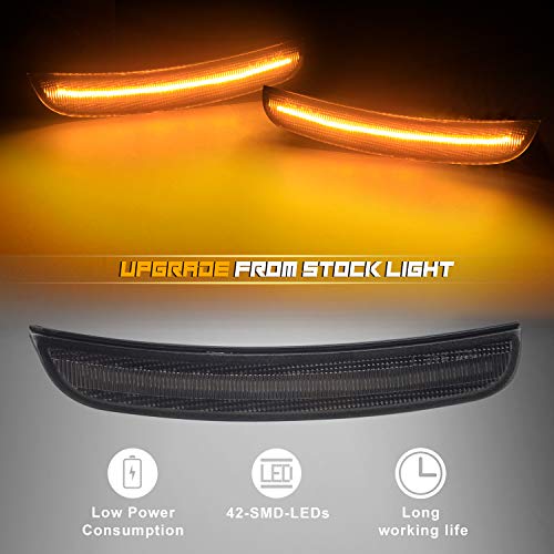 NDRUSH Smoked Lens LED Side Marker Lights Front Bumper Sidemarker Lamps Reflectors Compatible with 2015 to 2020 Dodge Charger Amber - Pack of 2 - Thumbnail 5