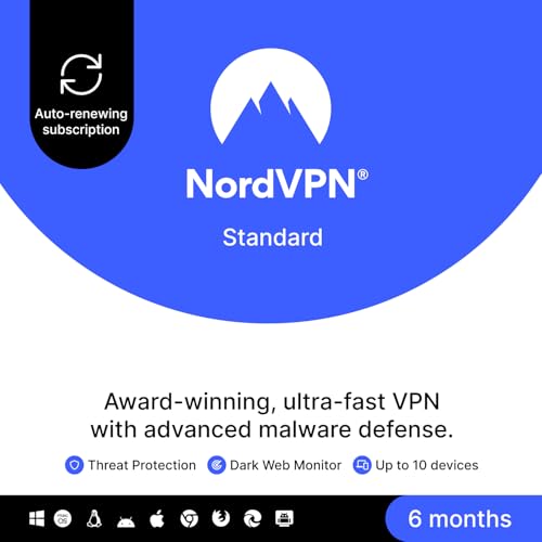 Image of NordVPN Standard, 10 Devices, 6-Month, VPN & Cybersecurity [Amazon Subscription]
