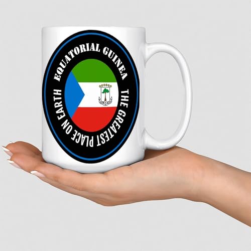 Mug en céramique avec drapeau de l'État de la Guinée équatoriale « The Greatest Place on Earth » - 445 ml - Blanc