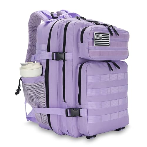 Lovelinks21 Taktisches Sturmgepäck, 45 l, 3-Tages-Militärgepäck mit Molle, wasserdichter Rucksack für taktische Rucksäcke, Helles Violett… – Ansicht 1