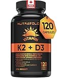 Nutratology Vitamin K2 + D3 | Canadian-Made Highest Potency 120MCG/1000 IU - 120 Capsules - Helps Maintain Bone & Teeth Health - Formulated With MK-7 For Best Results - Immune System Support.