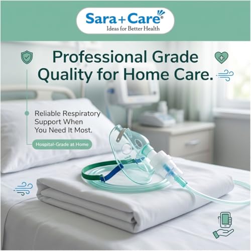 Image of Sara+Care Universal Adult Nebulizer Mask Kit with Extra-Long Air Tube & Medicine Cup | Soft Replacement Set for Asthma & Cough Relief | Easy to Clean & Comfortable Fit