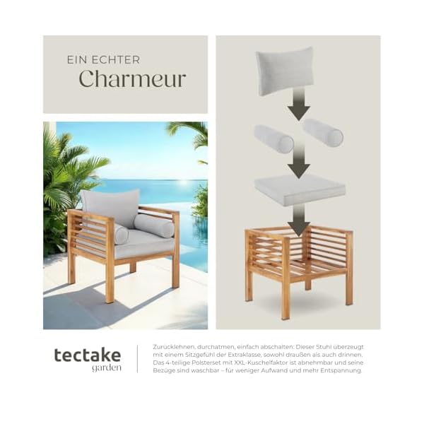 Lounge Gartenstühle Akazienholz 2er-Set mit Polstern