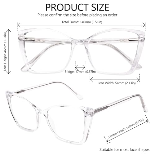 Image of 2 Pack Blue Light Blocking Glasses for Women, Oversized Trendy Cat Eye Computer Gaming Glasses Anti Glare & UV Glare RF6204 (Clear + Basil Green Cateye Frame)