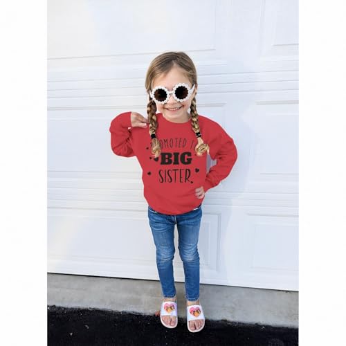 MODNTOGA Toddler Girl Big Sis Crewneck Sweatshirt Promoted To Big Sister Graphic Shirt Baby Sister Love Print Pullover Tops3