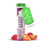 Hydro Boost Electrolyte Tablets + Vitamins | Rapid Rehydration & Recovery | Zero Sugar | NEW Strawberry & Raspberry Flavour | Vegan Friendly | 20 Hydro Tabs