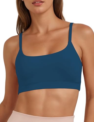 Image of Buauty Sports Bra for Women, U Neck Adjustable Spaghetti Strap Workout Bra with Removable Cups for Yoga Pilates Gym