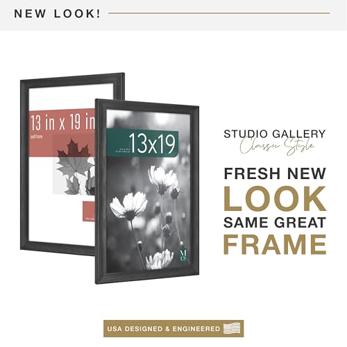 MCS Studio Gallery Classic 13x19 Picture Frame Black Woodgrain, Vertical & Horizontal Wall Hanging Large Picture Frame for Photos, Posters & Art Prints (1-Pack)