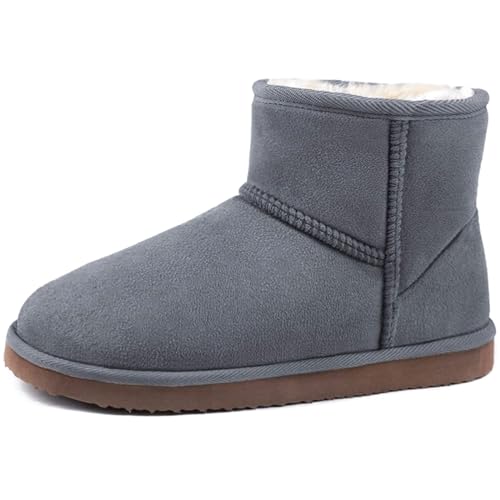 Zizor Women's Cozy Suede Bootie Slippers, Gray, 5 M UK