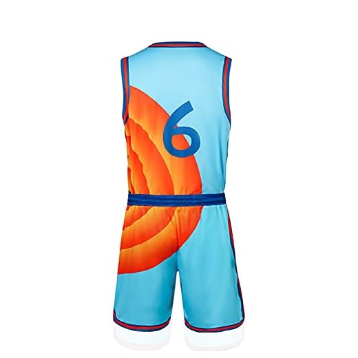 Letitia Cecillia Vuxen män #6 rymden film jersey shorts outfit ungdom 90-tal basket sport hip hop festtröjor, Blå vuxen #6 rymd basket jersey shorts outfit, XL