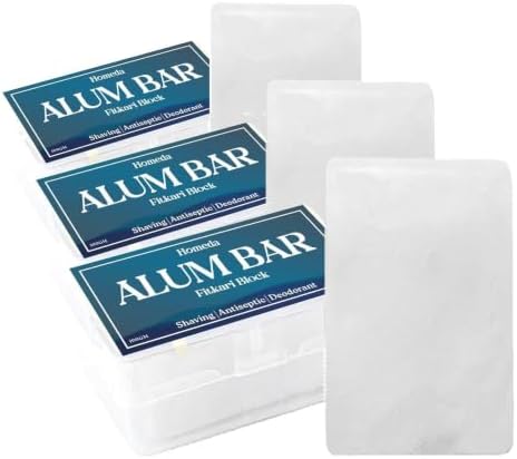 Alum Block for Shaving, Alum Stone for Face, Piedra De Alumbre Natural Bar for Underarm, Fitkari, Fitkiri, Allum Deodorant for Men and Women - with Storage Case (100g - 1 Piece) (Pack of 3) image 5