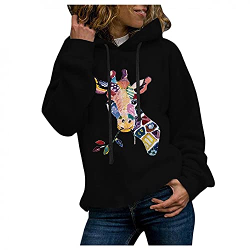 Damen Lässiges Voller Ärmel Giraffe Prints Sweatshirt Tops Hoodies Pullover, Damen Langarmshirt Casual Basic T Shirt Tops Blouse Sweatshirt Longshirt Langarm Langarm Pullover AD2255 Cover