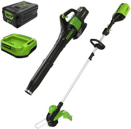 Greenworks 60V Cordless Yard Tool Combo Kit with 4.0Ah Battery & Charger – 13" Dual-Line String Trimmer and 540 CFM Leaf Blower