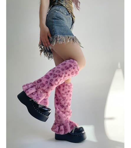 Image of Sexybody Leg Warmers for Women & Girls Y2K Kawaii Fluffy Fur Flared Leg Warmer Furry Goth Grunge Socks Harajuku Leopard