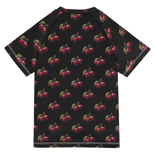 ALAZA Kids Rash Guard Boys Toddler Swim Shirts Short Sleeve Cherry Fruits UPF 50+ 3T2