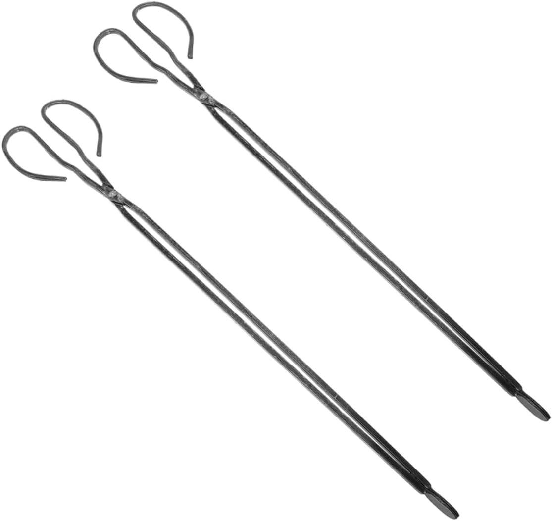 Extended Charcoal Tongs 2-Pack Heavy-Duty Metal BBQ Clamp for Outdoor Cleaning Sturdy Fireplace Tong for Camping
