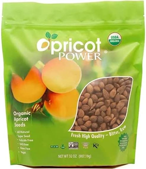 Organic Bitter Raw Apricot Seeds - Raw, Bitter, Vegan, Gluten-free, GMO-free 32 oz