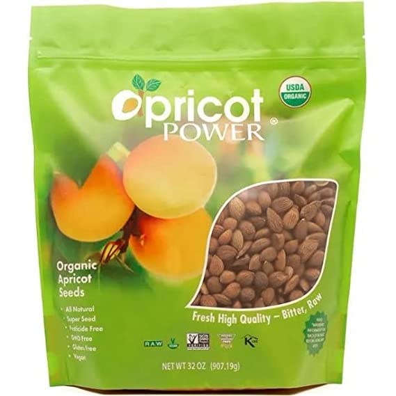 Organic Bitter Raw Apricot Seeds - Raw, Bitter, Vegan, Gluten-free, GMO-free 32 ozUSDA Organic