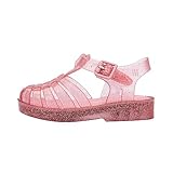 Mini Melissa Possession Jelly Sandal for Babies & Toddlers - The Iconic 90s Original Jelly Shoe, Fishermans Sandal with Adjustable Strap & Side Buckle, Glitter Pink, 9