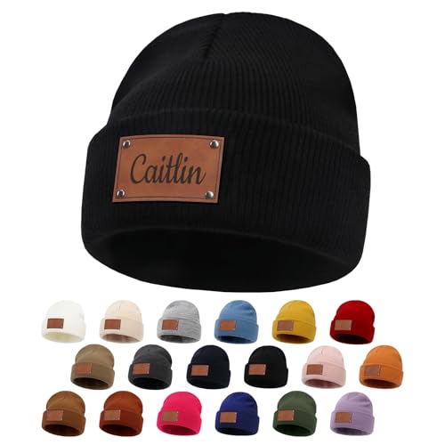 NIBESSER Unisex Erwachsenen Mütze Beanie Bedrucken Lassen, Wintermütze Hat zum Personalisieren Mit Name oder Wunschtext, selbst gestalten