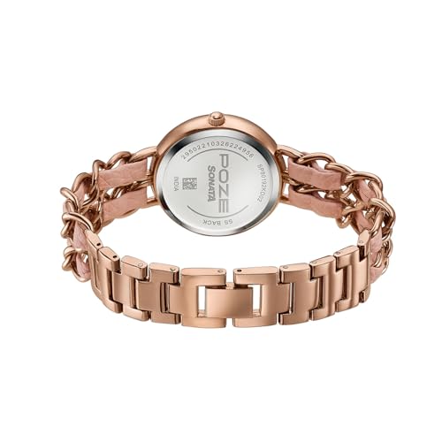 Image of Sonata Poze 9 with Quartz Analog with Metal+ Leather Strap Watch for Women