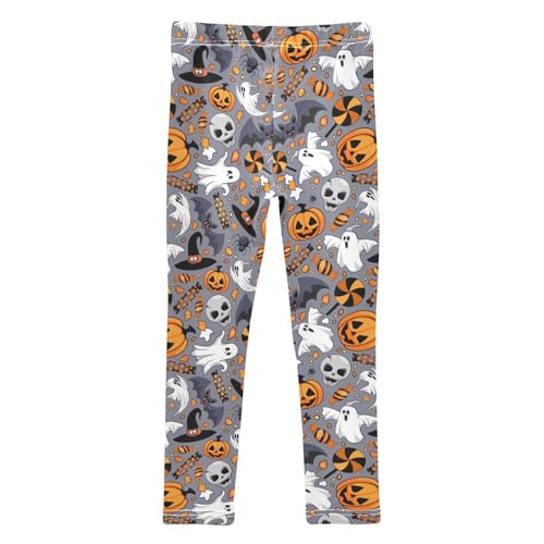 Girls Leggings Soft Toddler Ankle Length Bottoms Halloween Spooky Bat Candy Kids Dance Yoga Pants 4-10 Years2