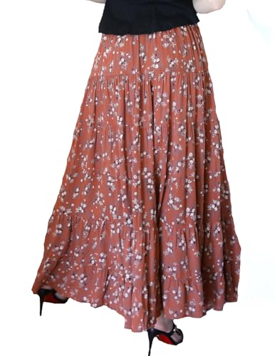 Angie Women's Tiered Printed Skirt with Smocked Waistband, Ginger3