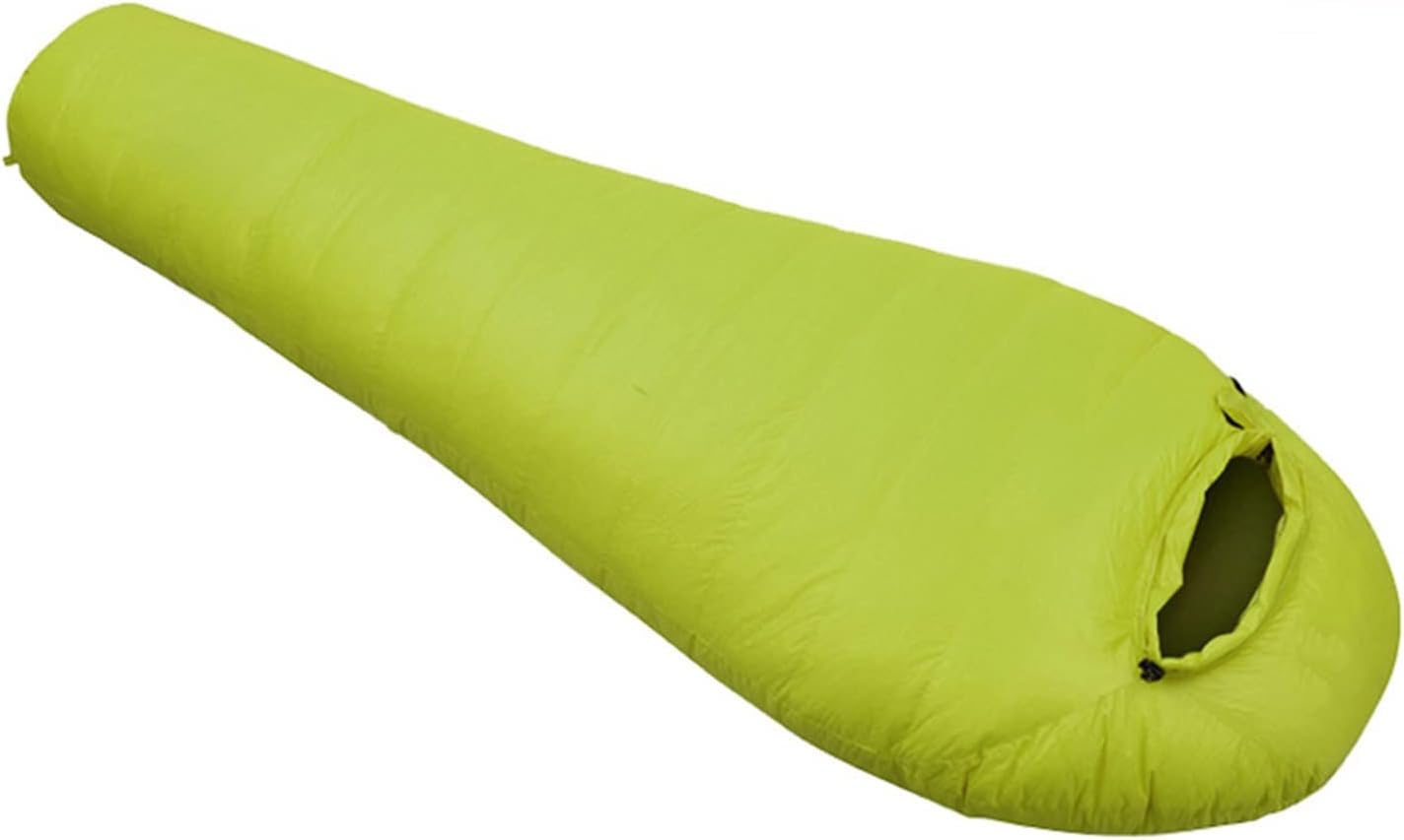 Sacco A Pelo Impermeabile Verde Caldo 3-4 Stagioni per Adulti con Cappuccio Protezione dal Freddo Sacco A Pelo in Piuma D'Anatra Spessa per Viaggi