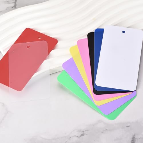 QUARKZMAN 50 Stück Versandanhänger wasserdichte mit Seil, 8 x 12CM PVC Blanko Kunststoffanhänger Rechteckig für Namensetiketten Kleidung Anhänger Geschenkverpackung, Schwarz