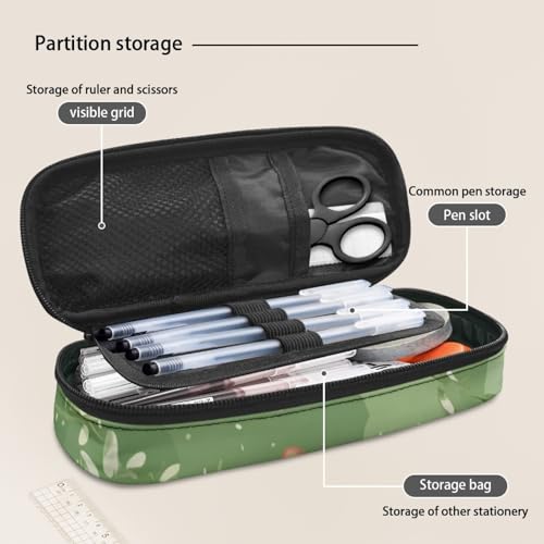 Image of Frog Snail Pencil Pouch Organizer Green Multi-Slot Pen Case Pencil Holder Teen Girls Pencil Box Holder with Zipper Back to School Gifts