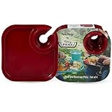 Fancy Panz Party Plates with Stemware Holder, Reusable Plates for Parties, Made in the USA Plastic Plate with Built In Cup Holder, Camping, Picnic Accessories, Pack of 4, Red
