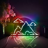 White Cloud and Mountain Led Light Box, Mountain Landscape Wall Art Decor, Lighted Desktop Decoration (RGB & Color Flow Effect, Large Size)