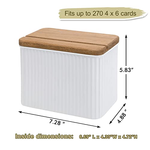 Nikky Home Kitchen 4X6 Metal White Recipe Box With Cards And Dividers, Vertical Stripe Embossed Pattern #TOP4