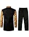 ZEROYAA Men's Kente Print Suit Long Sleeve Button up African Dashiki Shirt and Pants Ethnic 2 Piece Outfit Black X-Large