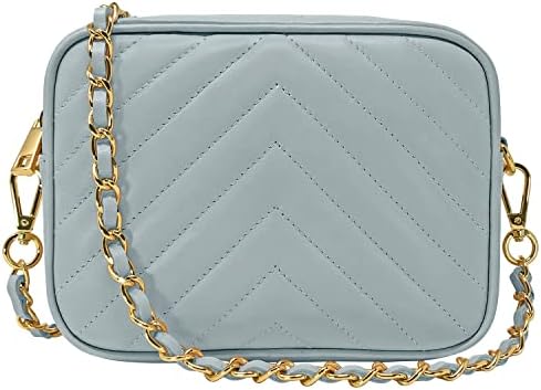 Parubi, Borsa Donna a Tracolla, In Vera Pelle Trapuntata, Made in Italy, Modello Lola, Borsetta Matelassé Piccola con Catena Pochette a Tracolla Clutch Da Donna Ragazza Elegante