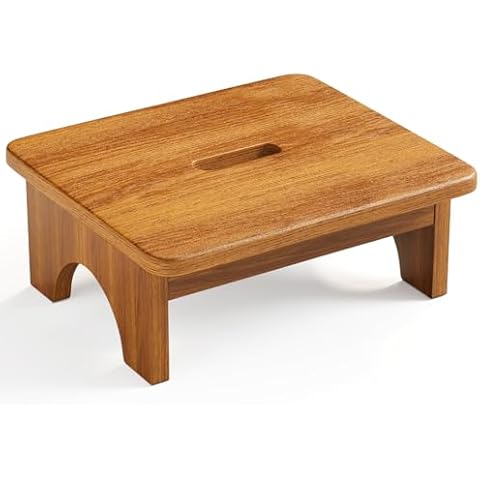 Kzeirm Wooden Step Stool, 6.5" Acacia Wood Step Stool, Step Stools for Adults Kids with 500 lbs Capacity, Bed Steps for High Beds, Small Step Stool for Bathroom Kitchen, Platform Stepping Foot Stool Cover