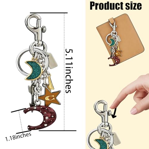 Image of Star Moon Alphabet Keychain, Cute Bag Charm, Purse Accessories for Women