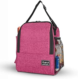 ITAVL Insulated Lunch Bag for Adults/Men/Women/Kids with Bottle Holder - 7.5L Cooler Bags for Work/Office/Picnic /School (Red)