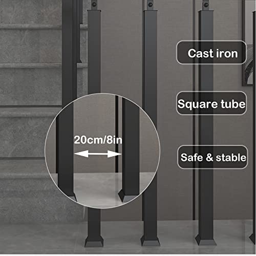 Barreau d'escalier noir de 100 cm avec support plat au design épuré - 5