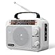 Audiocrazy UKW FM/AM/SW1-2 Radio Tragbares Radio Weltempfänger Radios mit 1800mAh Rechargeable Batterie, AC Kabel oder Batteriebetrieben, Multiband Kurzwellenradio AUX/Kopfhöreranschlus Weiß