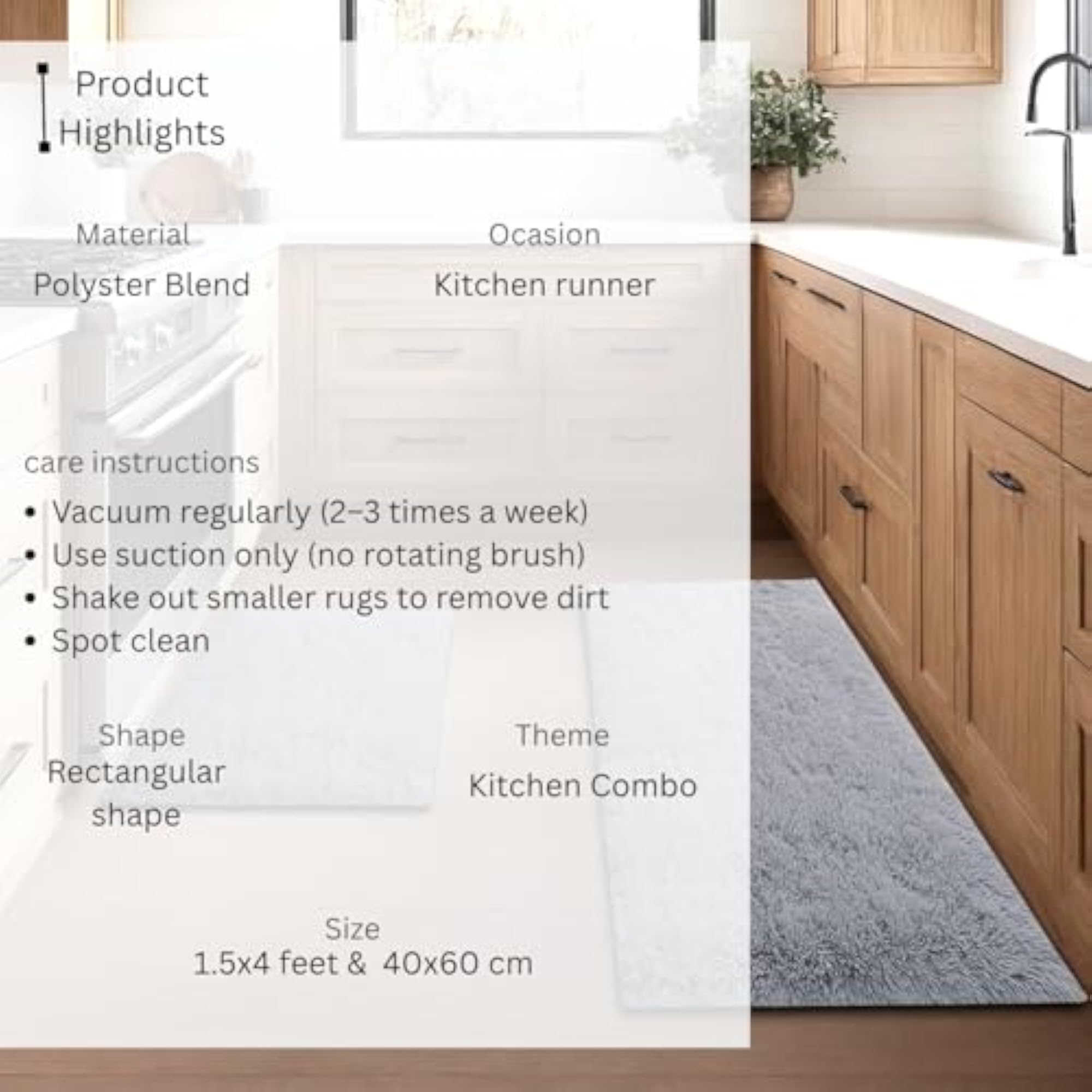 Shaggy Anti-Fatigue Kitchen Mat Combo, Non-Slip