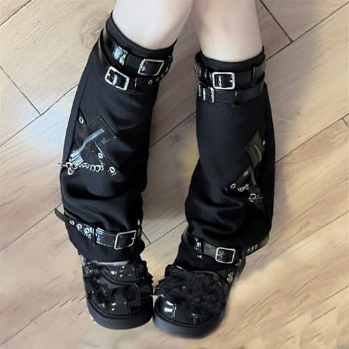 Image of HeiBai Xiong Punk Leg Warmers Women Hippie Gothic Y2k Harajuku Goth