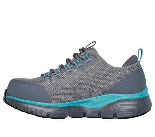 Skechers Arch Fit Sr EbinalFire Chaussures de sécurité pour femme, Textile synthétique gris aqua, 40 EU